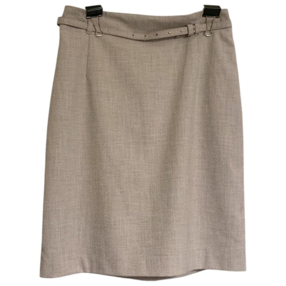 H&M Beige Knee-Length Skirt with Belt - Size 4